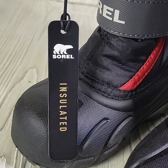 Sorel Kids Flurry Winter Waterproof Snow Boots Black Red Kids Toddler Size 8 NEW - Picture 10 of 11